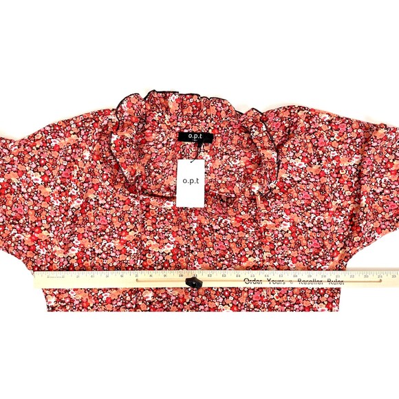 NWT One Pretty Time Anthropologie Pink Red Floral Midi Dress Ruffled Boho Size S - Picture 11 of 11